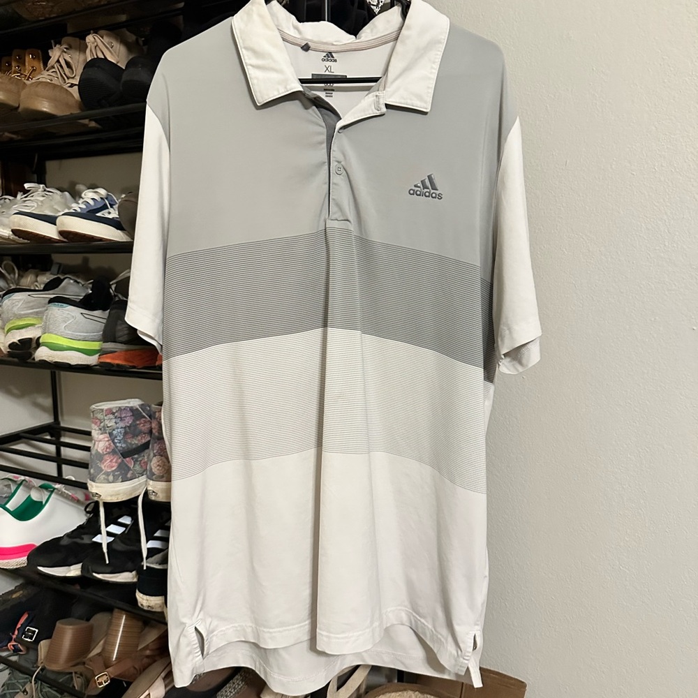 Adidas Gray Polo Shirt with Color-Blocking Design